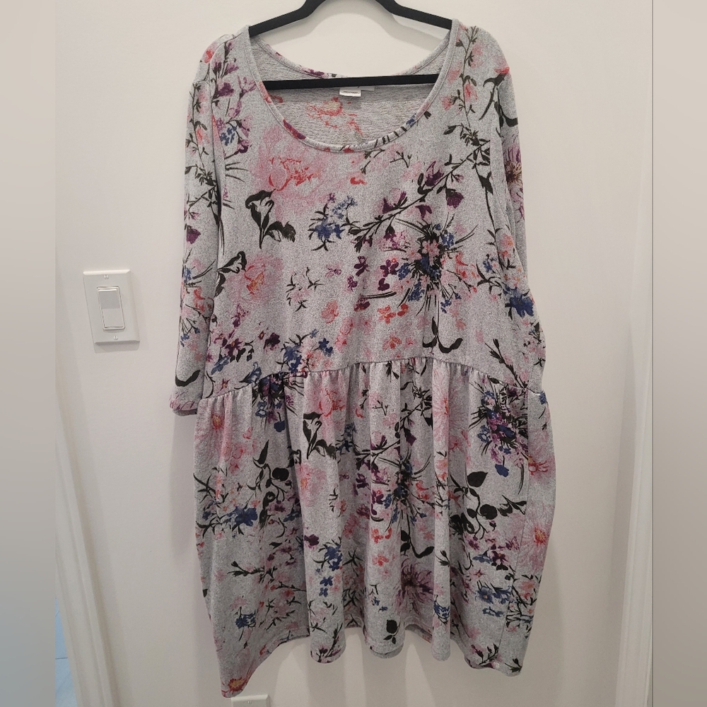 Penningtons Floral Midi Dress - Gray and Pink